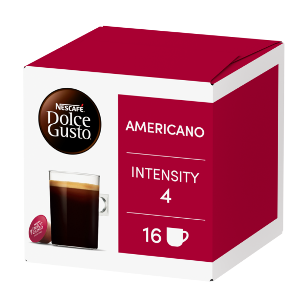 Front view of Americano (16 pods) box