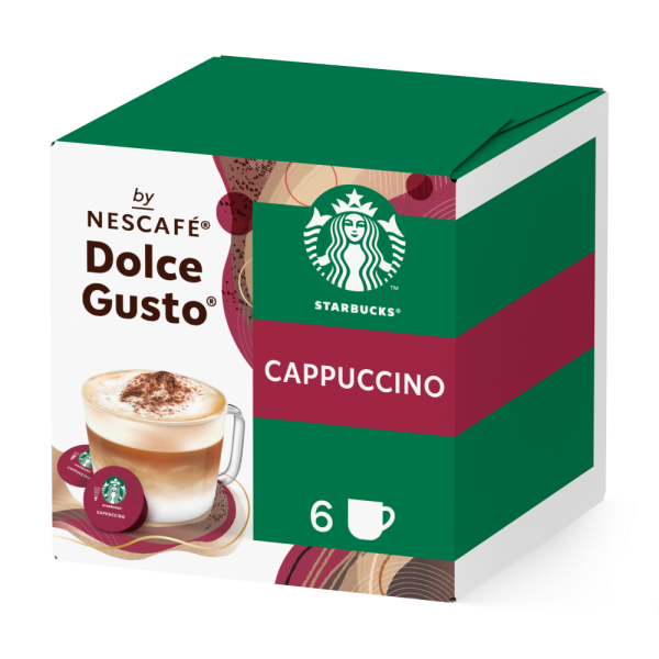 Front view of Starbucks Cappuccino (12 pods) box
