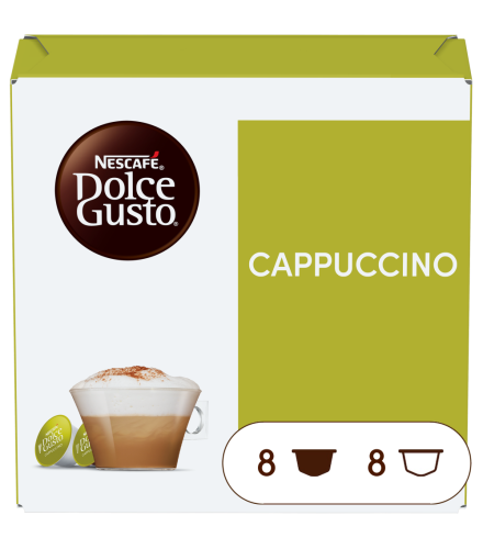 Front view of Cappuccino (16 pods) box
